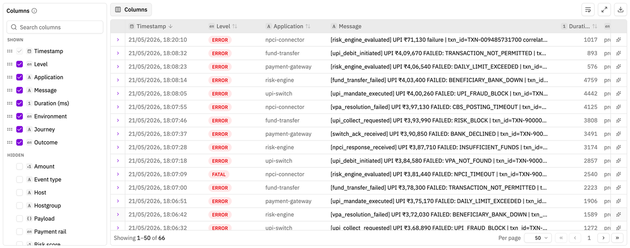 A redesigned records table with grouped columns, data-type icons and a quieter header
