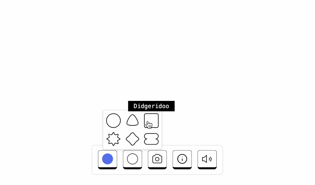 Shape picker open with Didgeridoo sound tooltip on the square